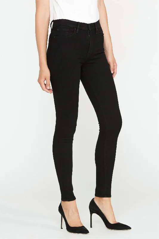 Barbara High Rise Skinny Jeans In Black