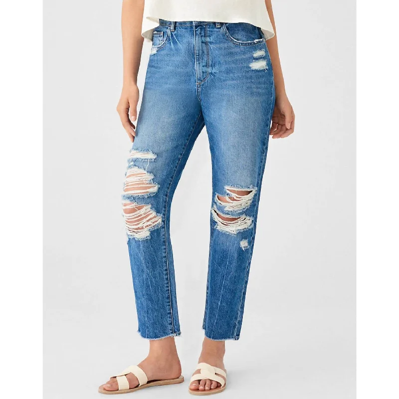 Denim Susie High Rise Tapered Straight Jean In Blue Denim