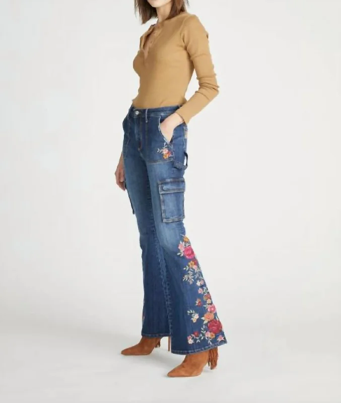 Farrah Cargo X Wine Plantation Jean In Blue