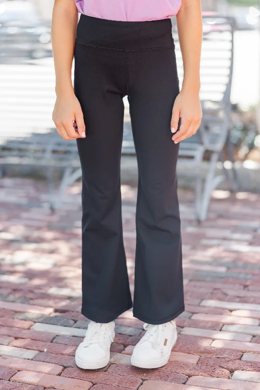 Girls: More Than Happy Black Flared Leggings