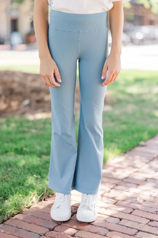 Girls: More Than Happy Blue Flared Leggings