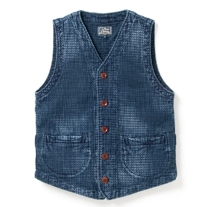 Studio D'Artisan Distressed Indigo Sashiko Vest