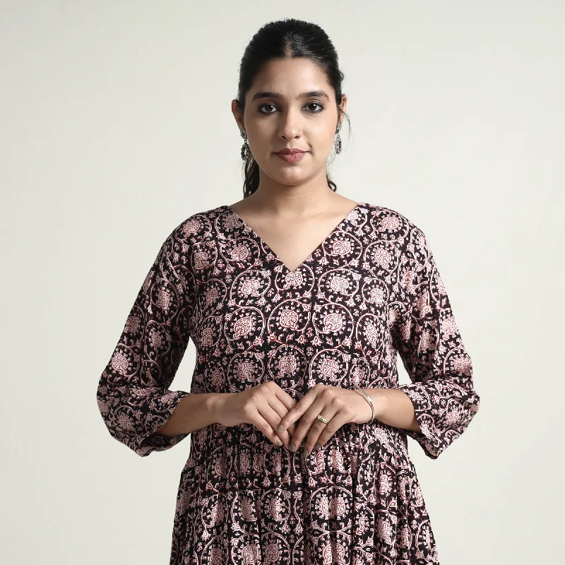 Black - Bagh Block Printed Cotton Dress